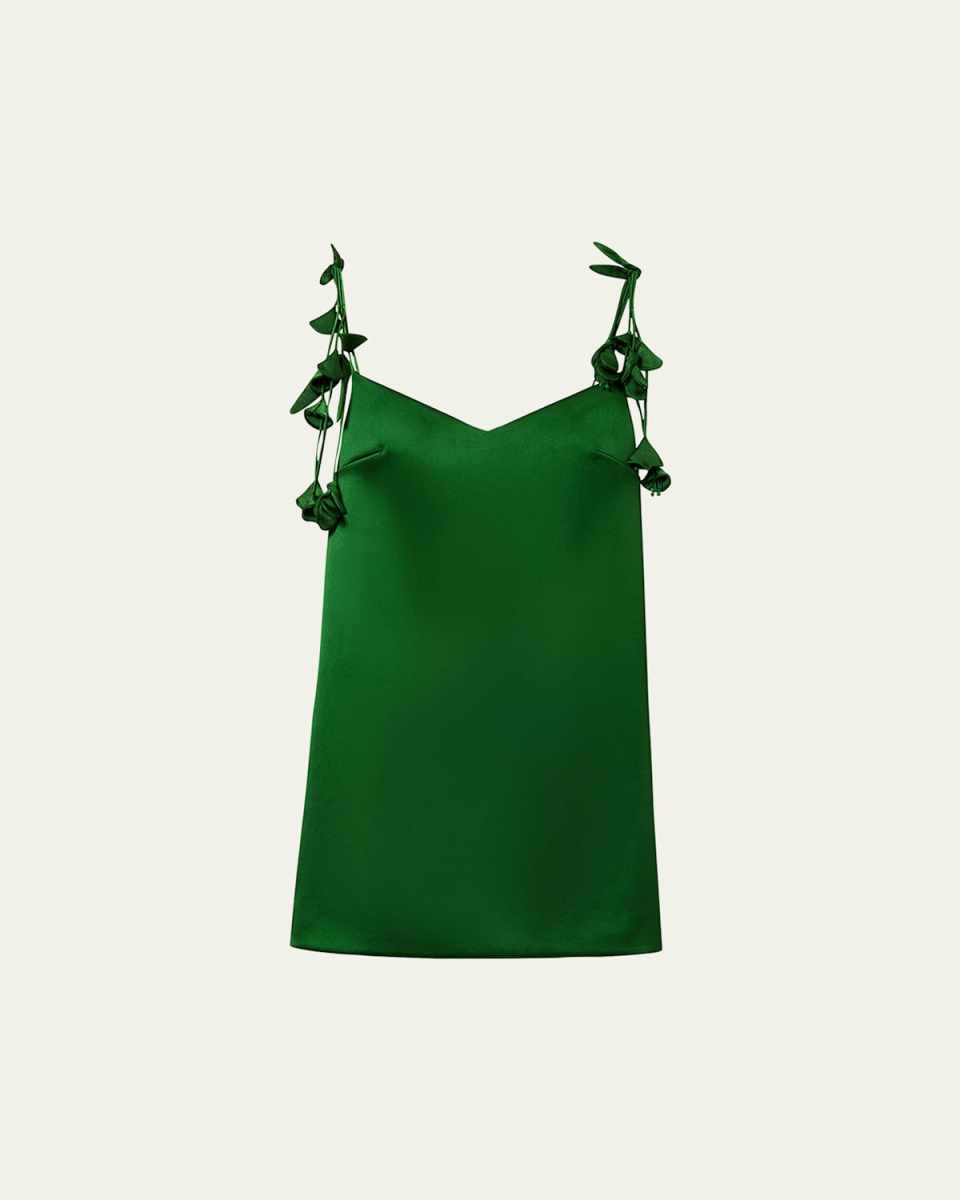 Satin Flower Mini Dress